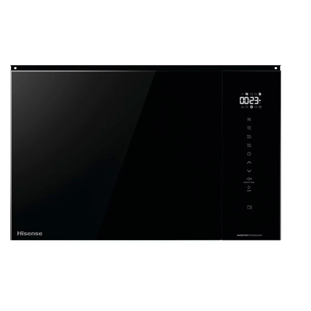 Hisense - Microondas integrable BIM325GI63DBG de 25 L con grill de 1200 W y tecnología Inverter, cristal negro