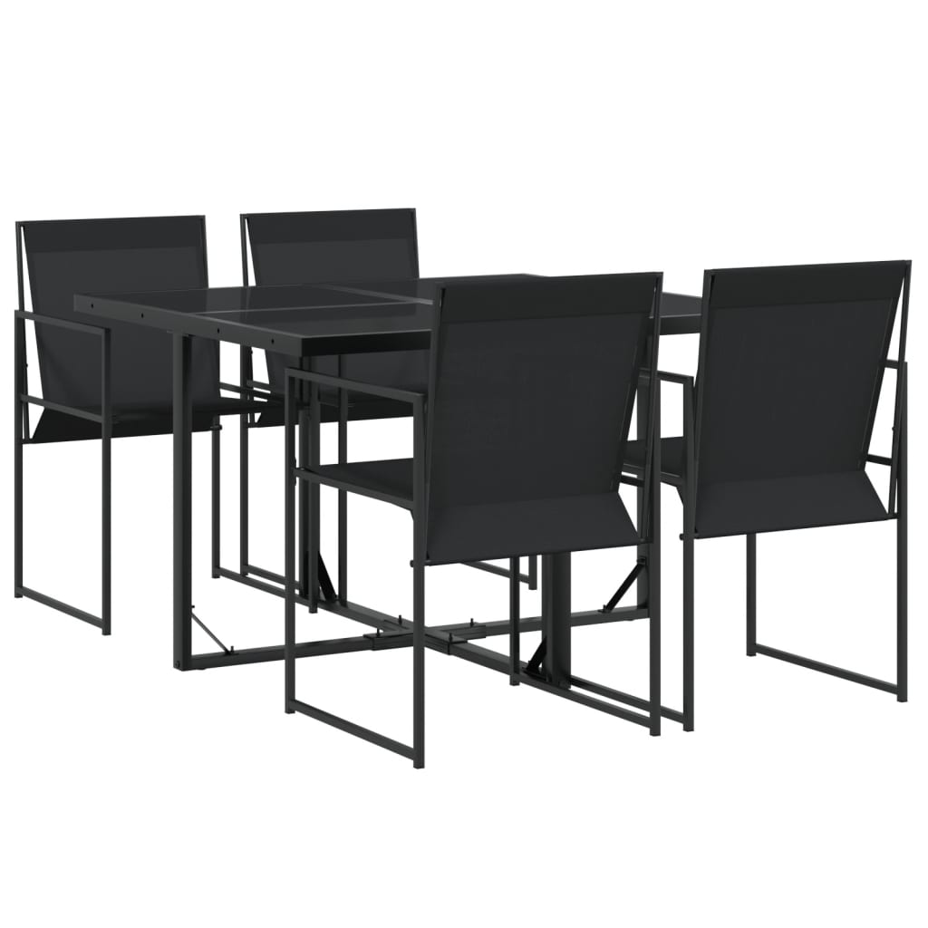 vidaXL Juego de comedor para jardín 5 piezas textilene negro