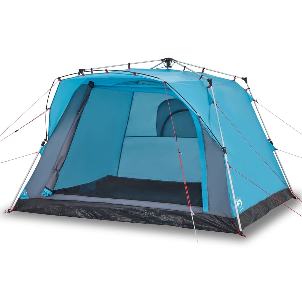 vidaXL Tienda de campaña cabaña 4 personas apertura rápida azul