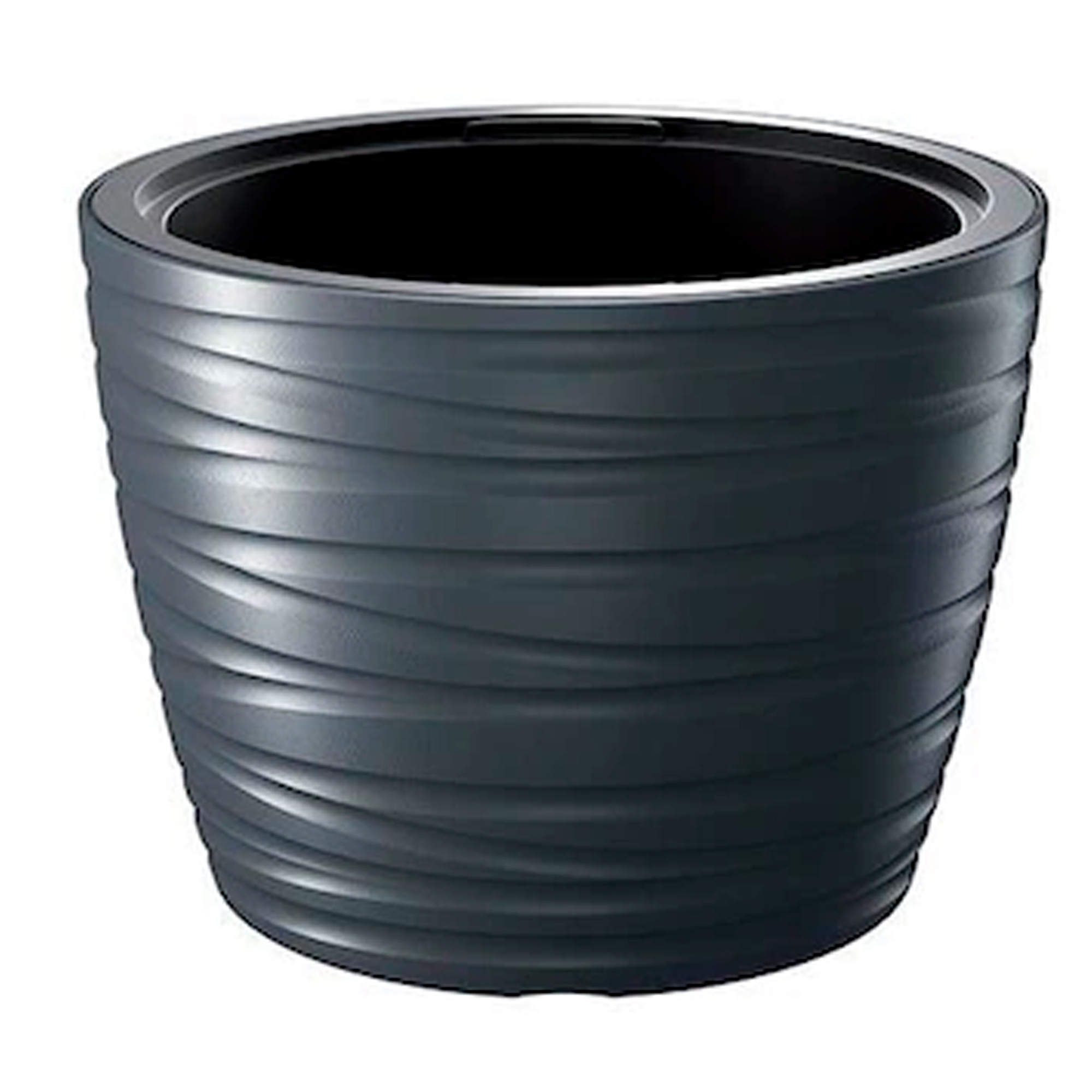 Prosperplast Maceta Baja con Deposito 22L Maze de Plastico Gris Grafito 37,5x37,5x27,9 Cm