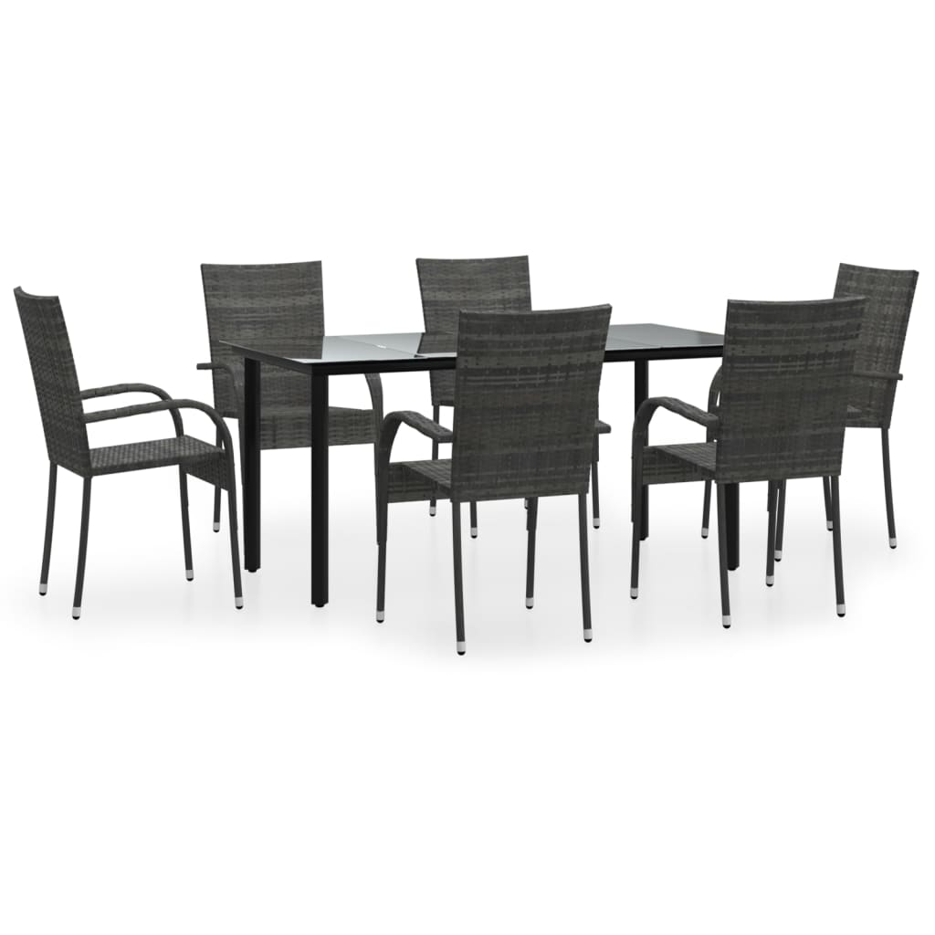vidaXL Juego de comedor de jardín 7 piezas ratán sintético gris