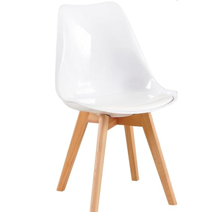 ORION91 Silla DRACO Blanco Brillo Piel Sintética Acolchado (VARIOS COLORES) Madera de Haya 83x50x56cm Comedor Oficina Salón Tele