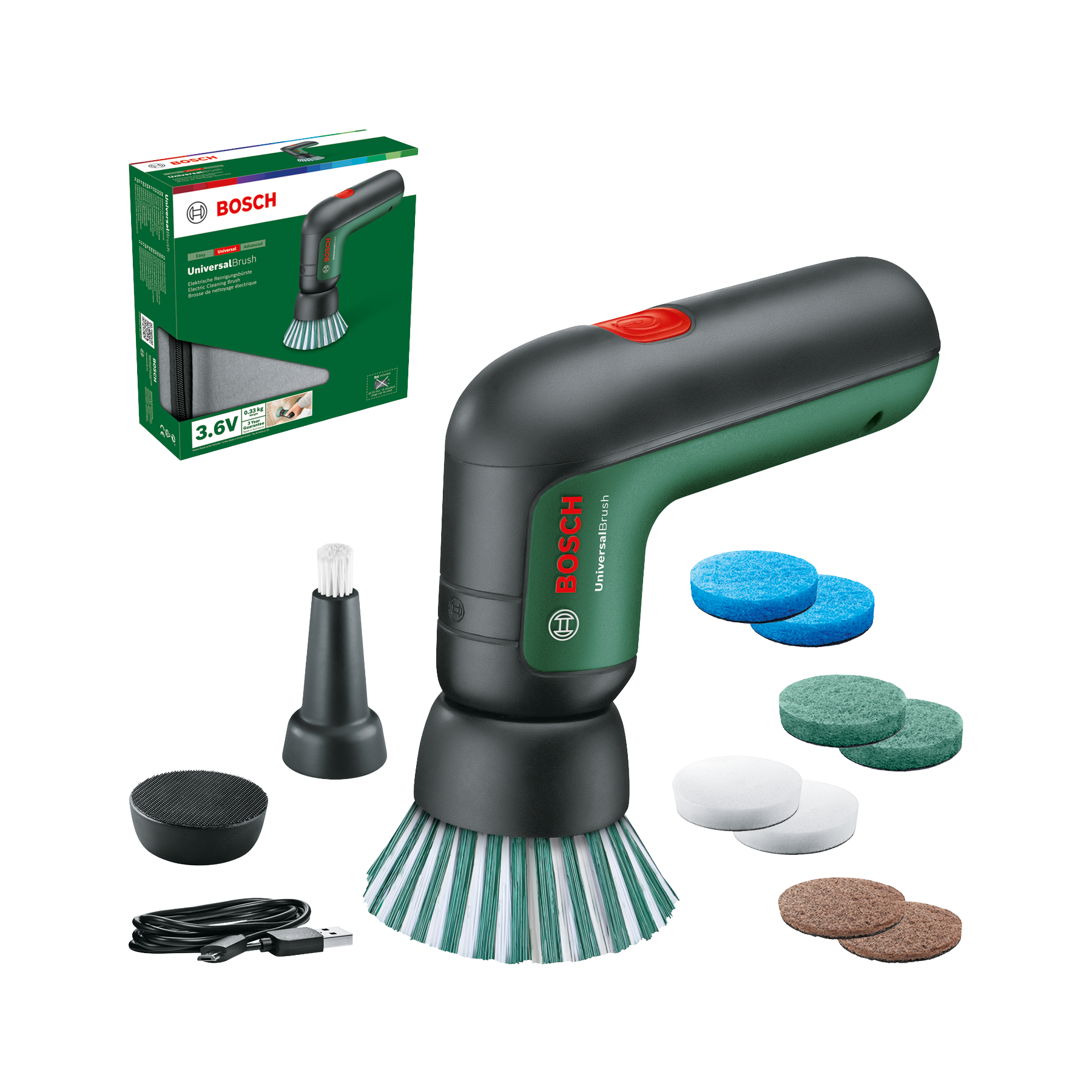 BOSCH 06033E0002 Cepillo de limpieza a batería Juego UniversalBrush (Sin batería ni cargador)