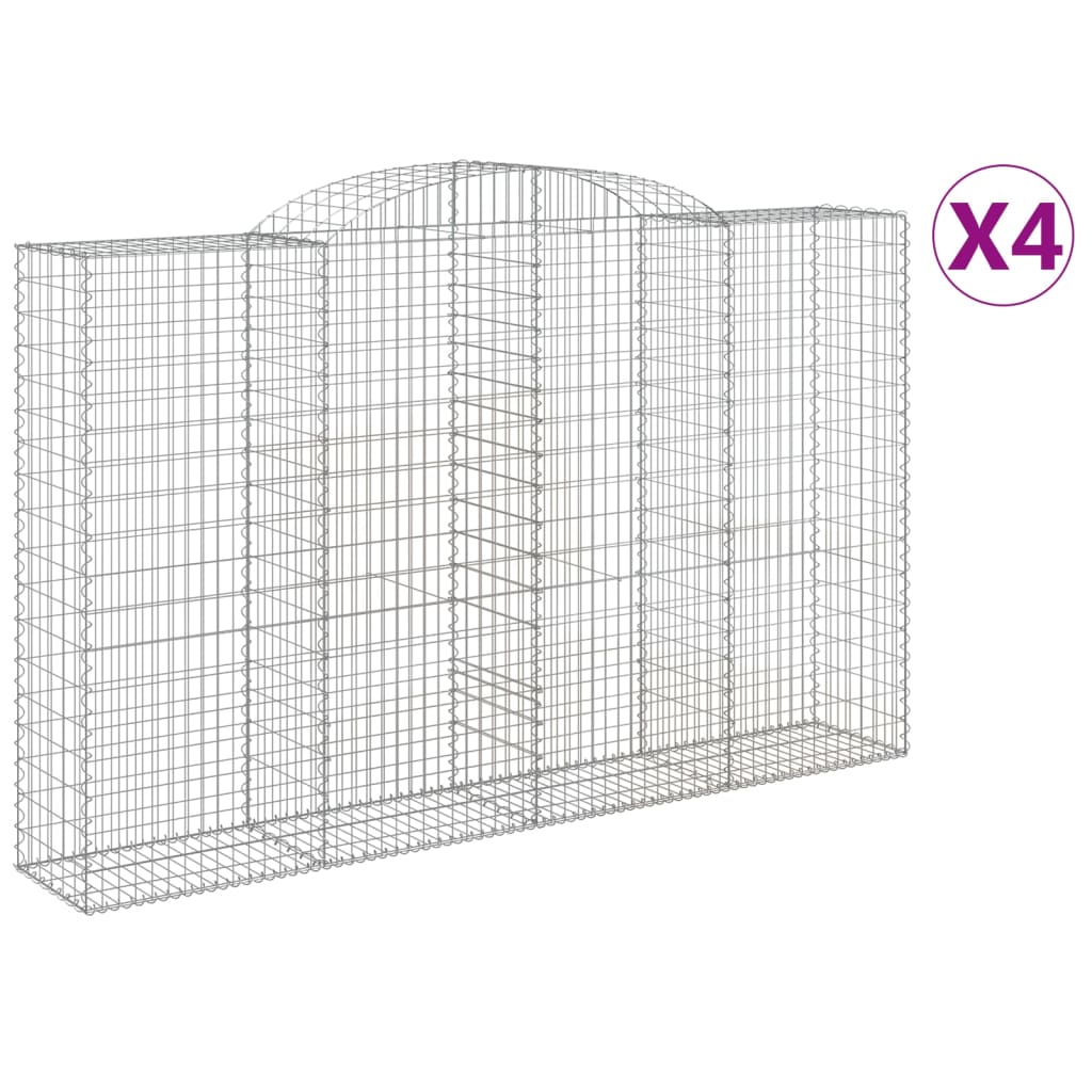 Vidaxl Cestas de Gaviones 4 Uds Forma de Arco Hierro Dimensiones 300 X 30 X 60/80 Cm