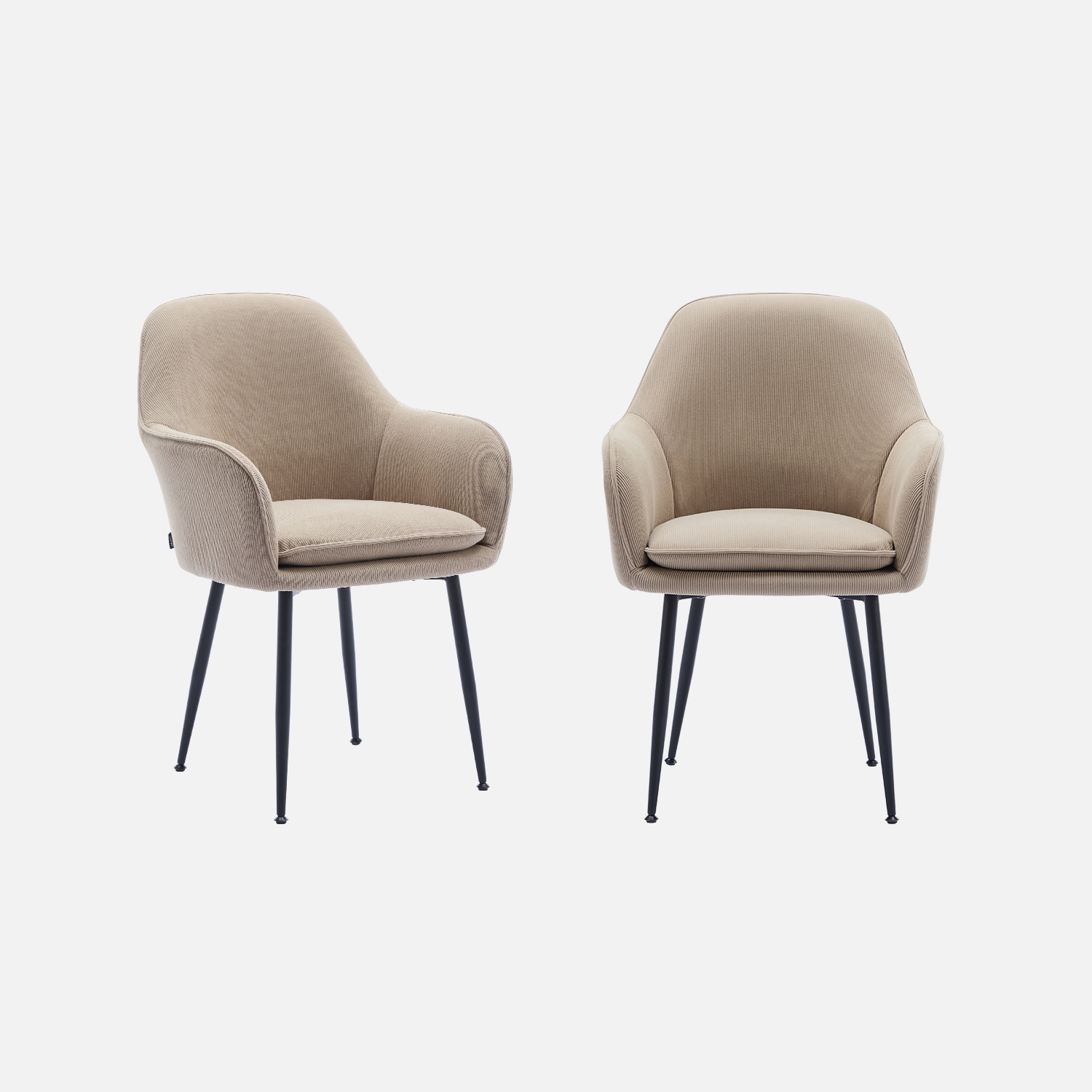 sweeek - Sillón de pana con patas de metal negro mate, set de 2 , Shella pana , 57x59x84