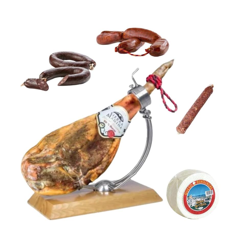 LOTE CESTA BODEGA: Experiencia Gourmet Premium Deléitate con Jamón Reserva Duroc, Queso Puro de Cabra, Salchichón Ibérico de Bellota, Chorizo Casero y Morcilla Rondeña. Descubre Sabores Inigualables.