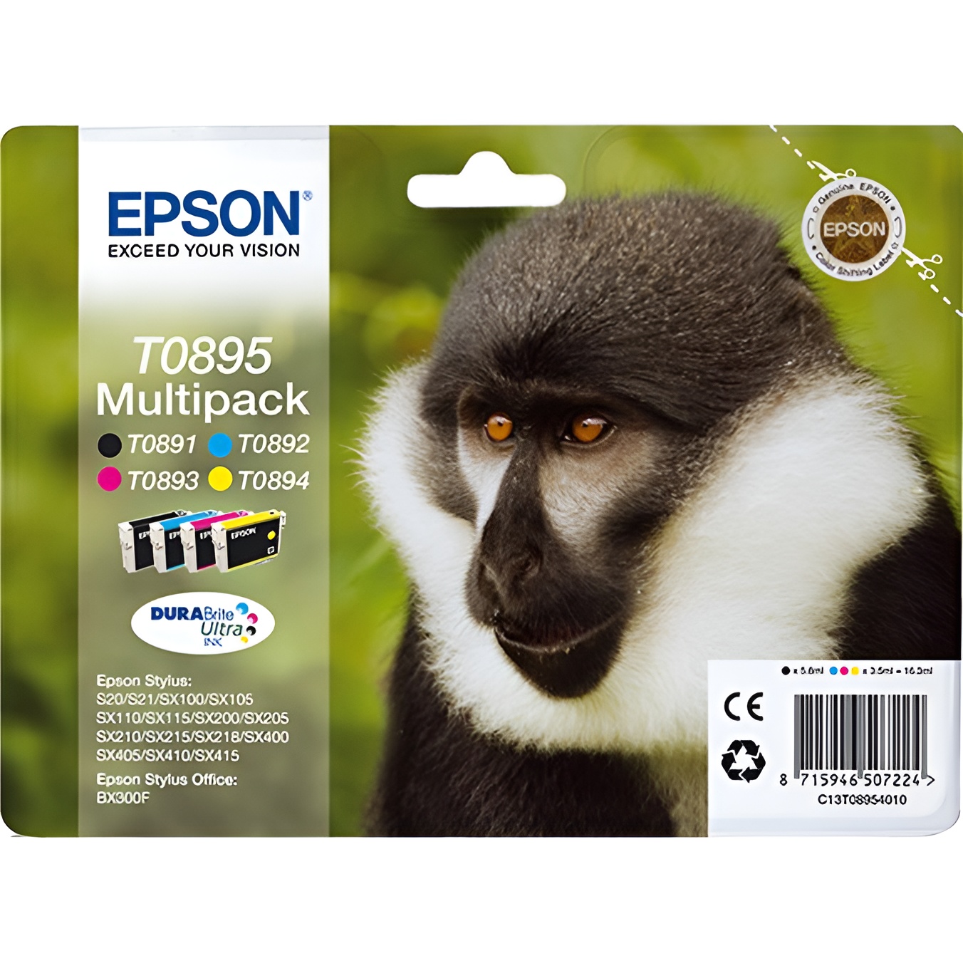 Cartucho de Tinta Epson Negro/tricolor 16,3ml - Pack 4 - Stylus S/20/21 - Stylus Sx/100/105/110/115/200/205/210/215/218/400/405/410/415 - Stylus Office Bx/300f