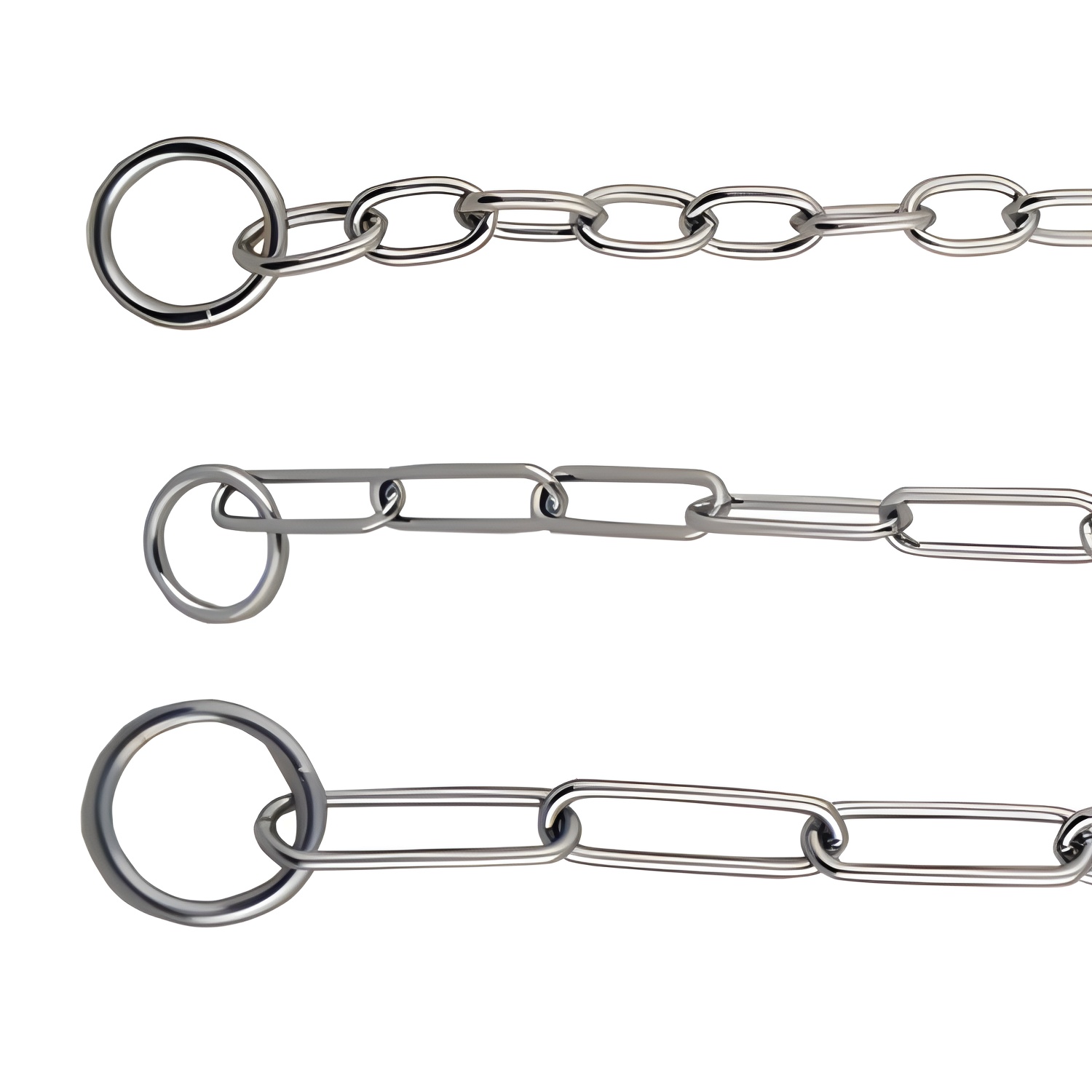 Collares de Cadena en Acero Cromado 3mm. X 50cm. Ibañez - Eslabón Medio para Perros de Pelo Largo y Tamaño Mediano