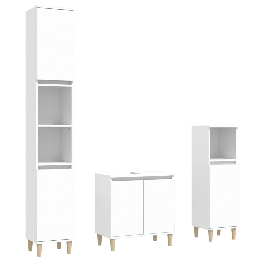 vidaXL Juego de muebles de baño 3 pzas madera contrachapada blanco
