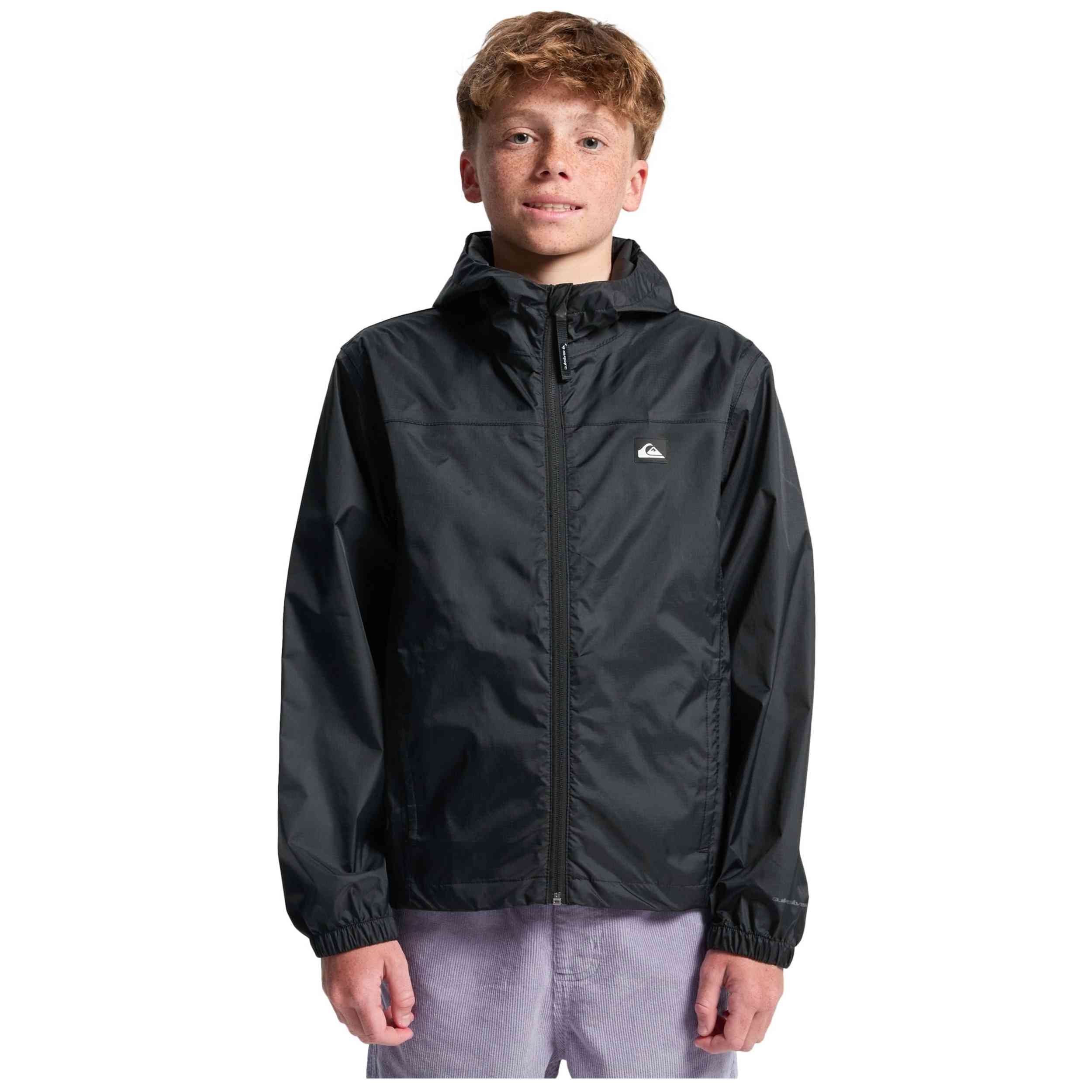Chubasquero Quiksilver modelo Overcast 3K Tape Youth en color Negro