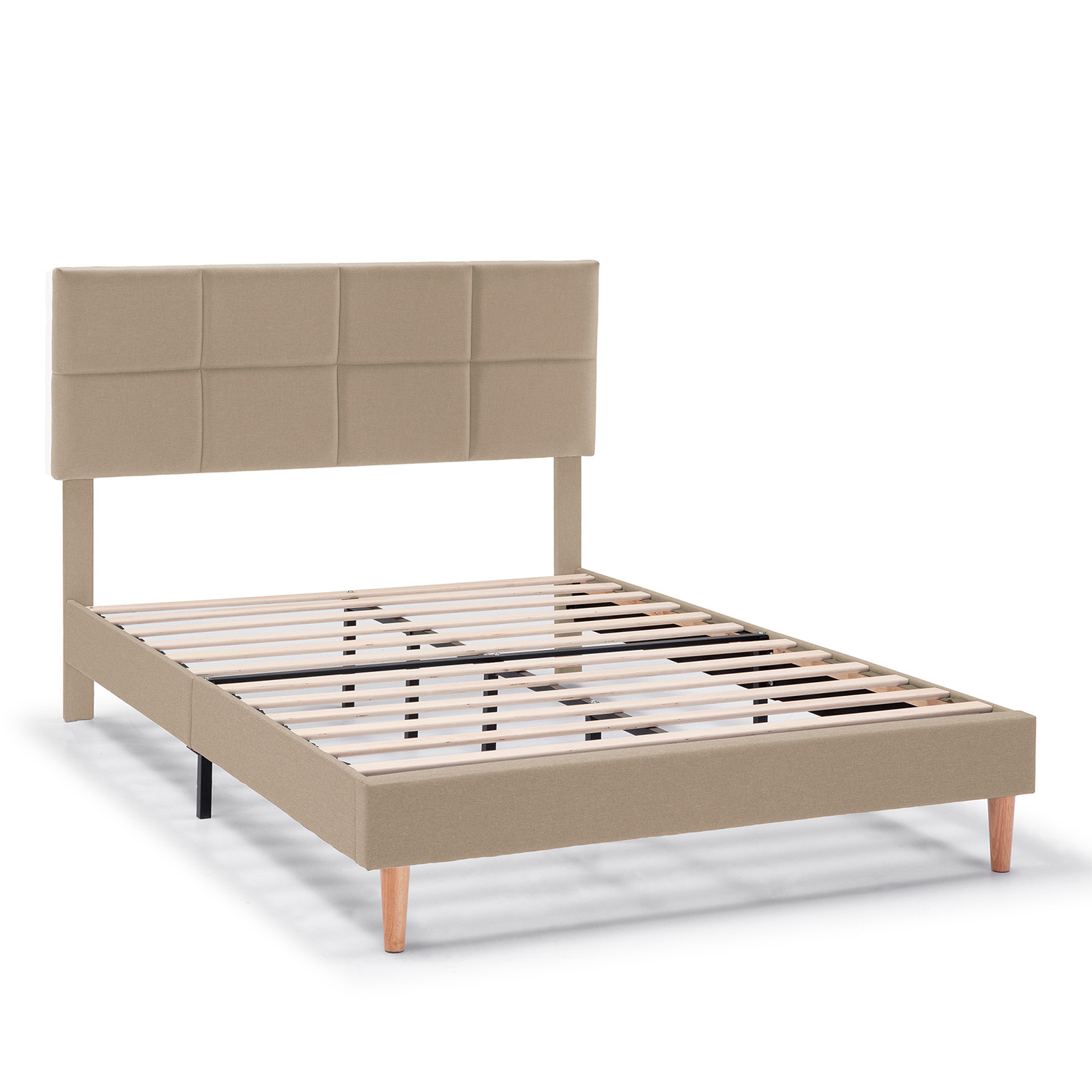 VS Venta-Stock Estructura de cama tapizada Silvi de 30 cm Beige