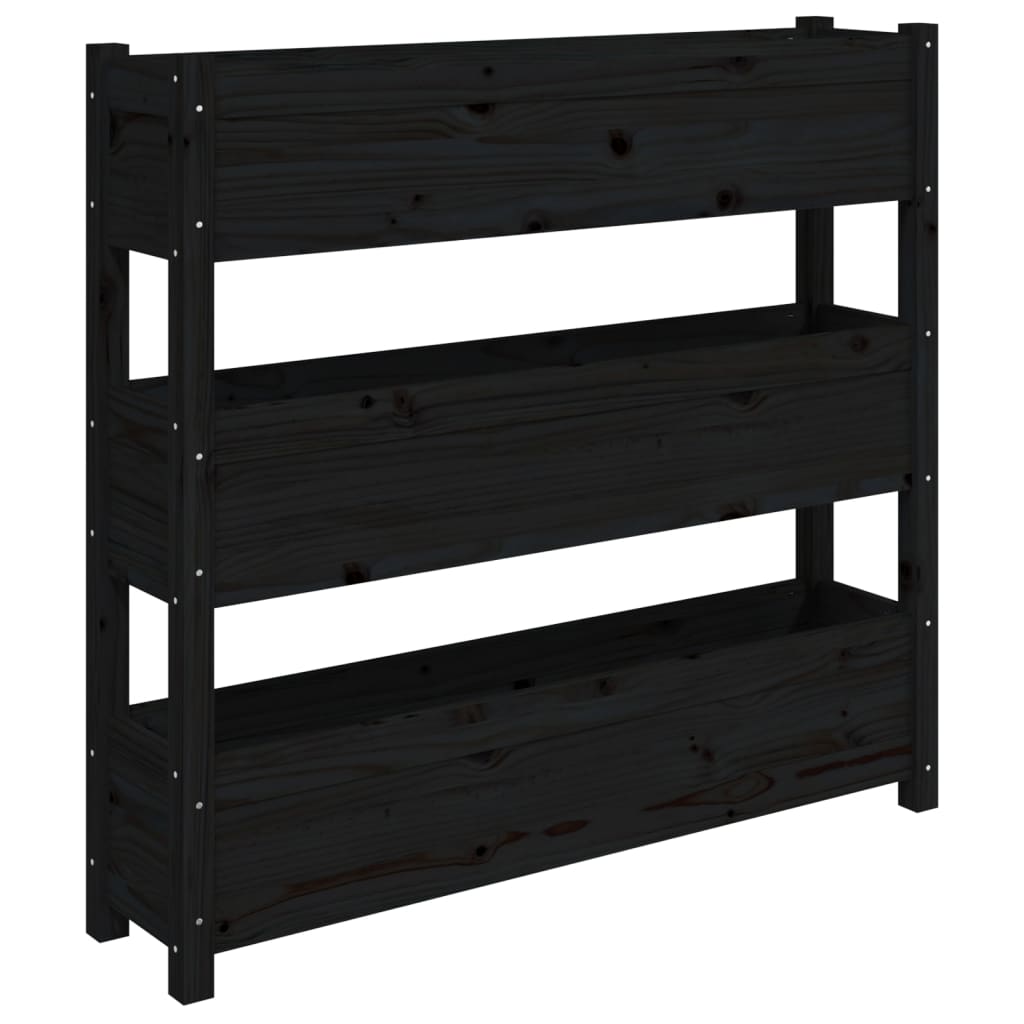 vidaXL Jardinera de madera maciza de pino negro 112x25x104,5 cm