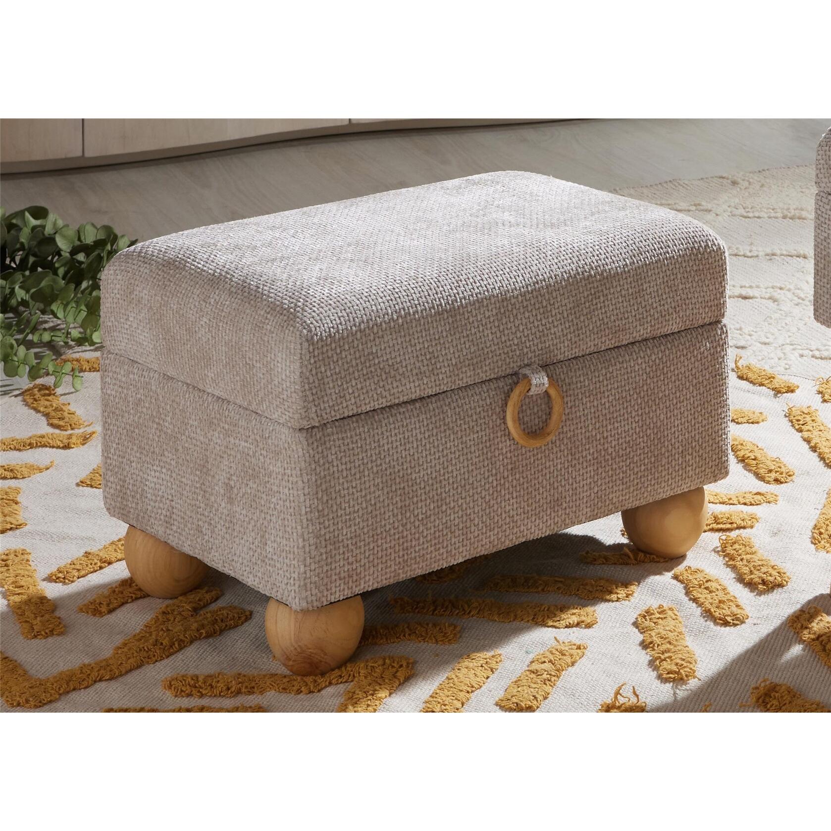 Banqueta lukman chenilla gruesa beige 33 cms. 49x33x33 cms. El mejor complemento para tu hogar.
