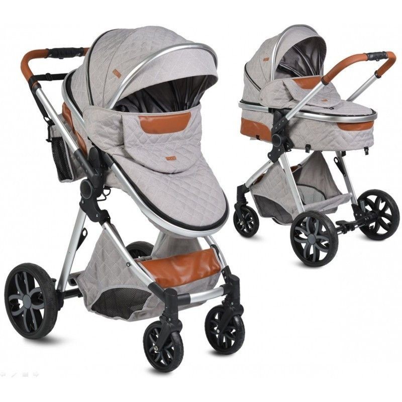 MONI Carrito de bebé dúo convertible con detalles en polipiel ALMA