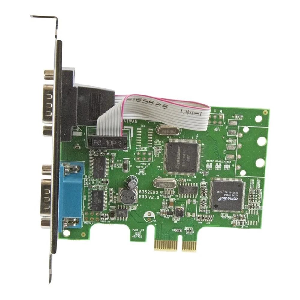 StarTech - Tarjeta de red PCI Express PEX2S1050 con 2 puertos RS-232 DB9 para conexión serie profesional en entornos industriales y punto de venta