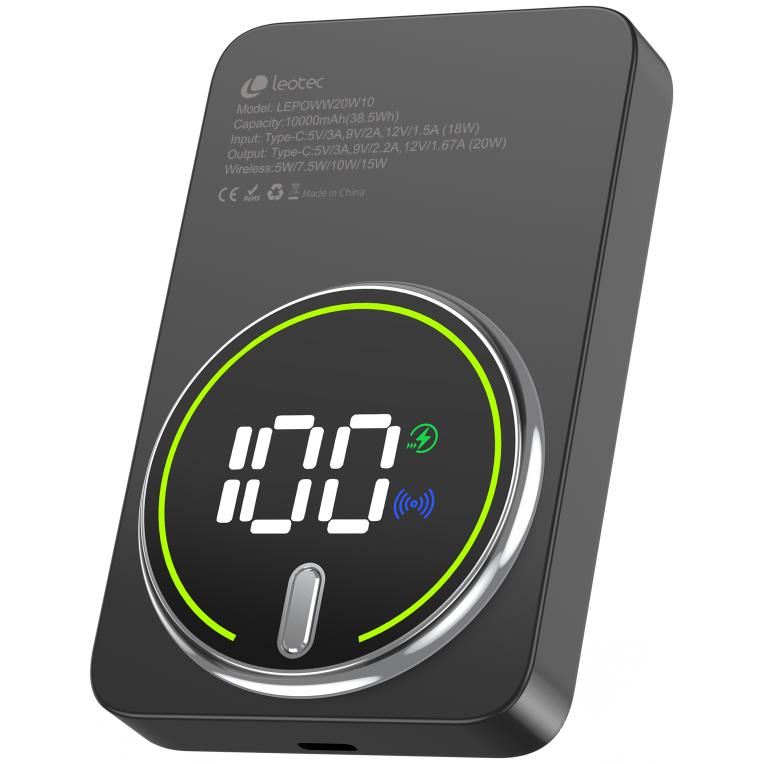 Leotec Power Bank inalámbrico 10000mAh 20W Negro