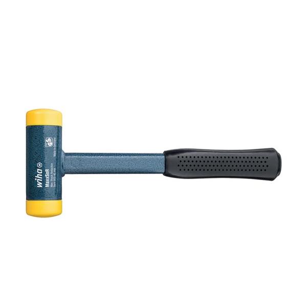 Wiha Martillo de cara blanda sin contragolpe, semiduro con tubo de acero, cabezal redondo 60, 375 mm (02128)