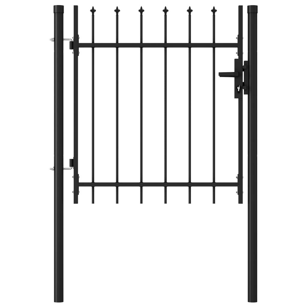 vidaXL Cancela de Valla Sencilla de Puntas Acero Negro Puerta de Jardín Dimensiones 1 x 1 m,  1 x 1.2 m,  1 x 1.5 m y mas