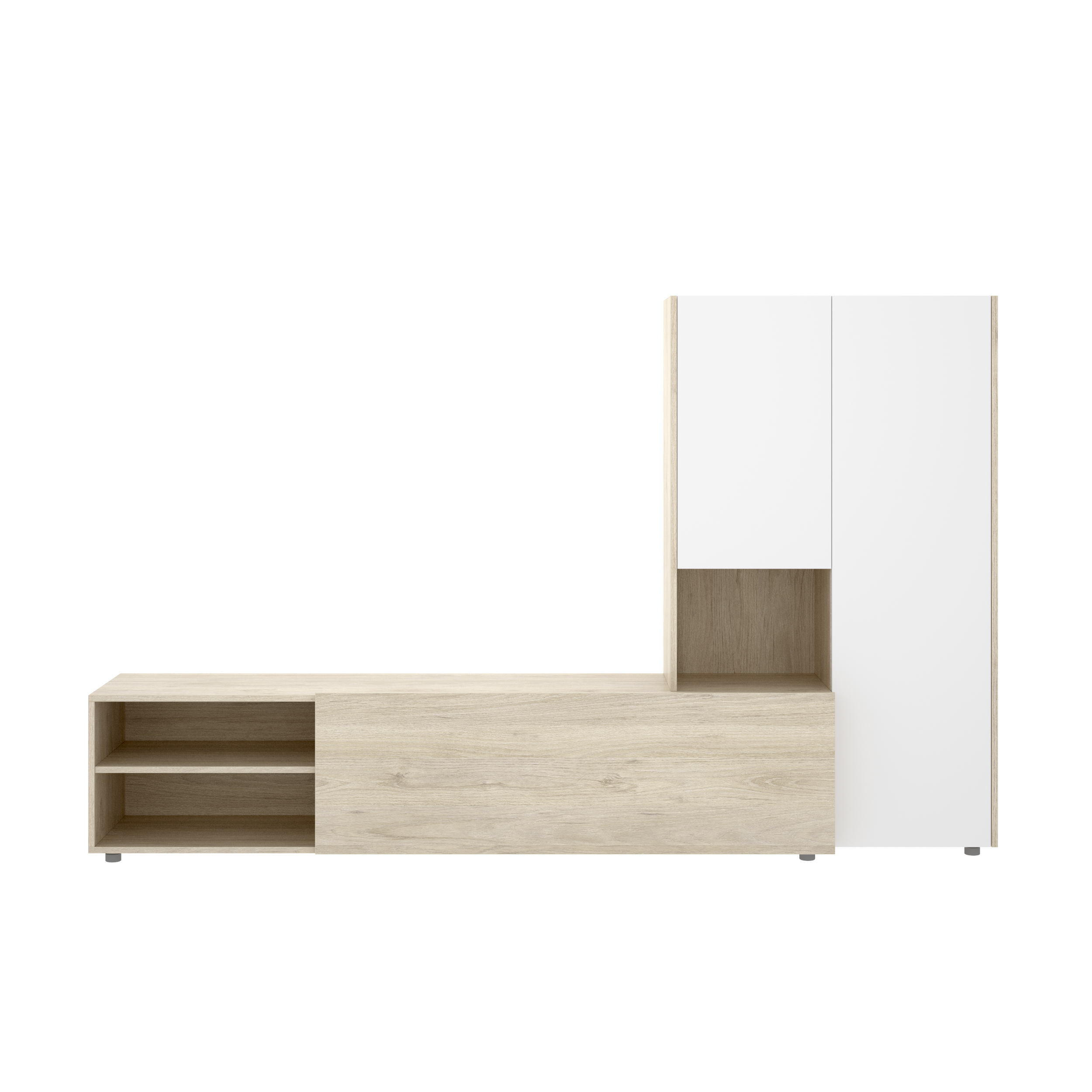 DEKIT GRUPO RIMOBEL KEI - MUEBLE DE SALON COMPACTO TV KEI - 140 X 227 X 40 CM - NATURAL / BLANCO