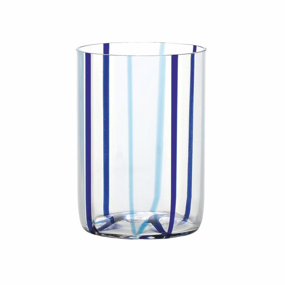 Vaso Tirache Zafferano en Vidrio Borosilicato Bicolor Azul Aguamarina Caja 6 Piezas
