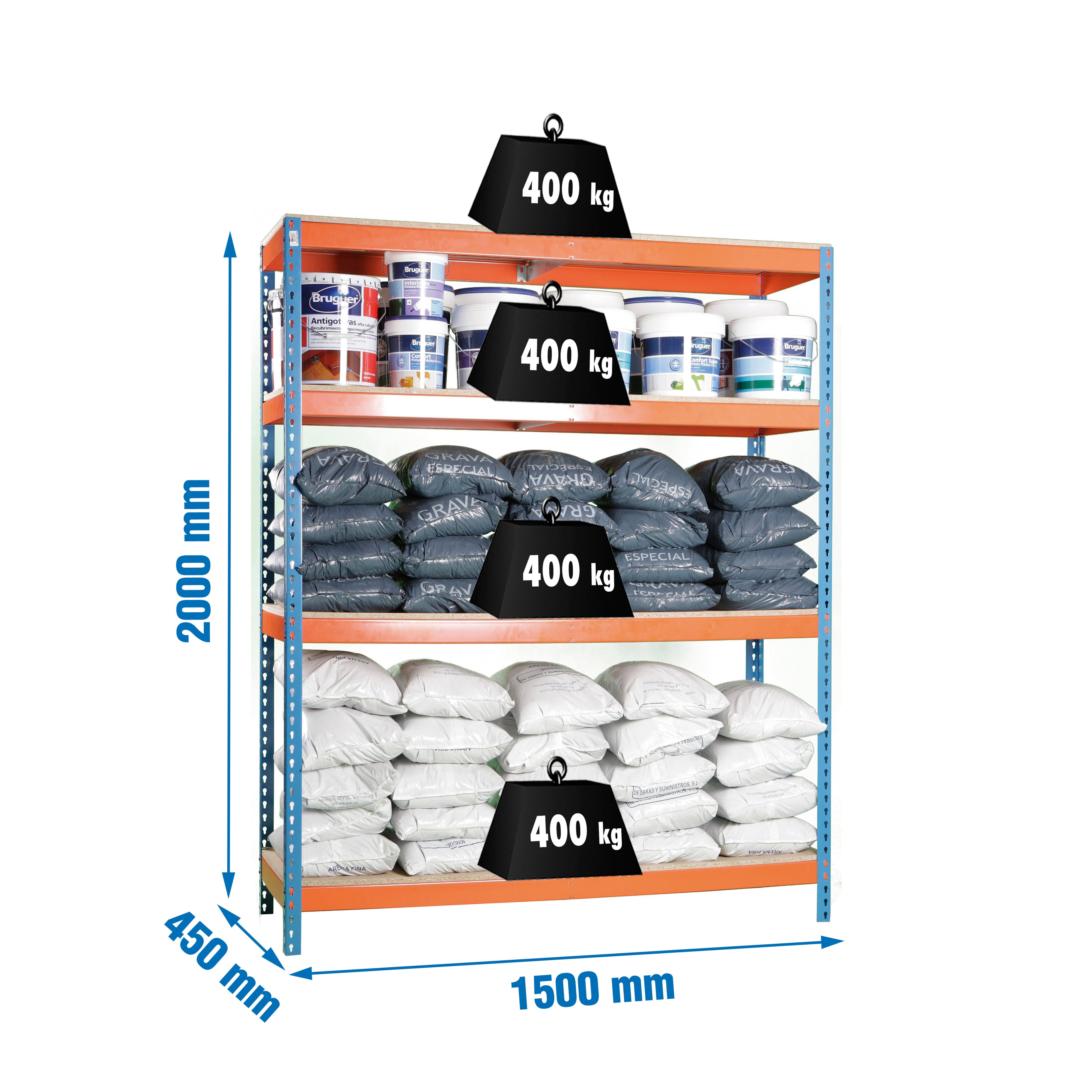 Estantería SIMONRACK Ecoforte 1504-4 chipboard azul/naranja/madera