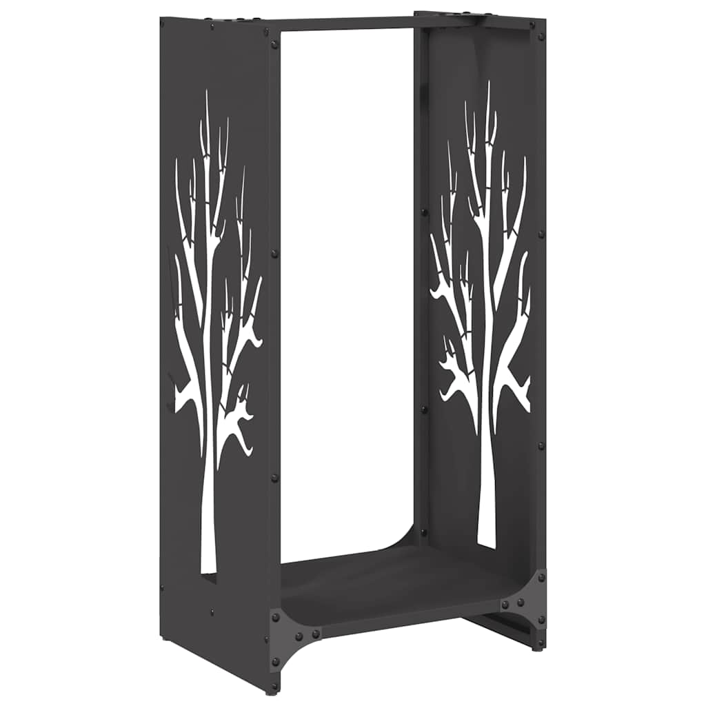 vidaXL Leñero negro 40x30x80 cm Acero laminado en frío