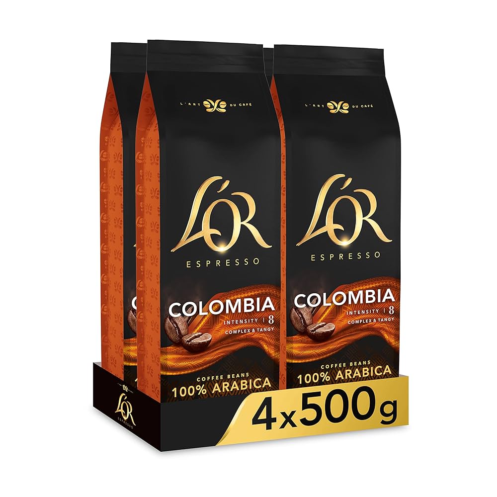 L'OR Cafe Espresso Colombia en Grano 500 Grs - Pack de 4 Unidades - QUMIR