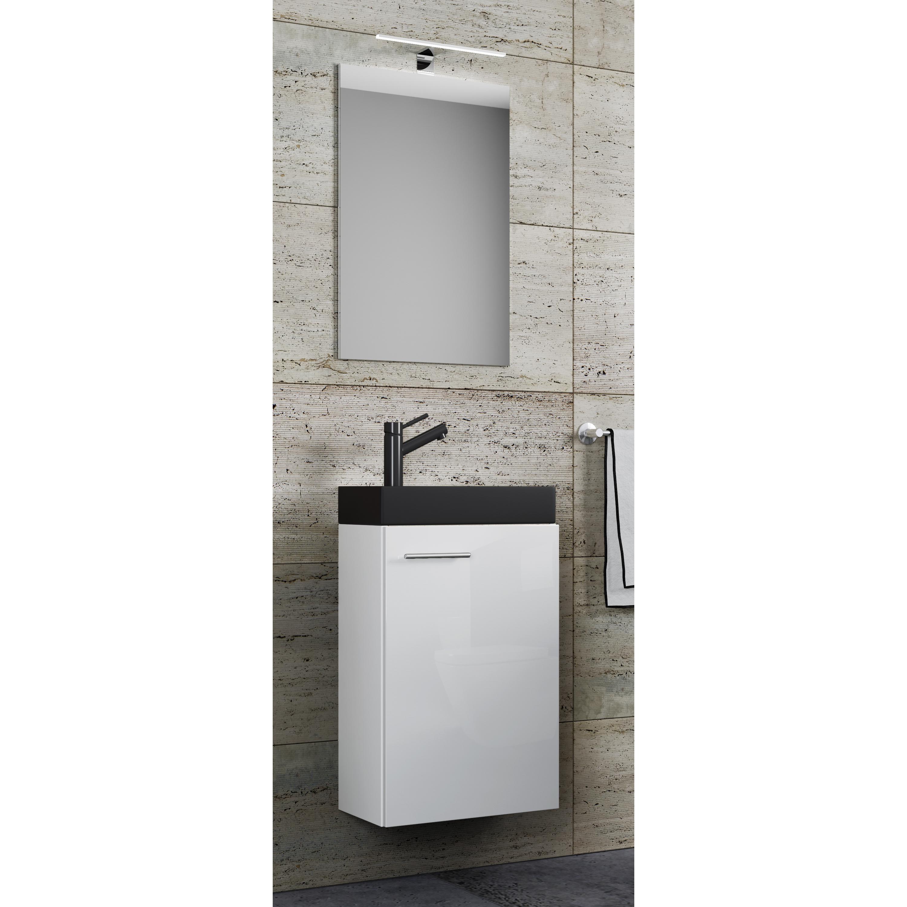Conjunto de muebles de baño de 3 piezas WC para invitados lavabo para invitados pequeño y estrecho Slito SP-BL Conjunto de muebles de baño de 3 piezas WC para invitados lavabo para invitados pequeño y estrecho Slito SP-BL