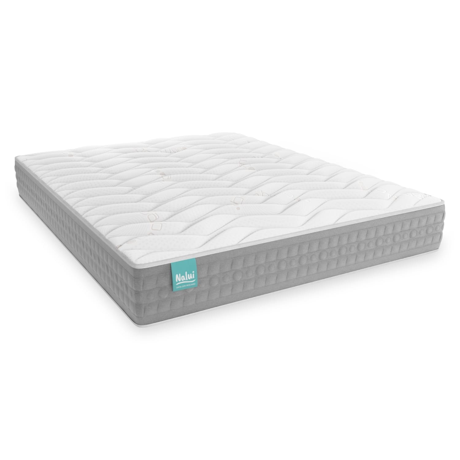 Nalui Colchón Viscoelástico Talaia Blanco ±26cm Firmeza Media con Tejido Strech Bambú. Reversible | Fabricado en España