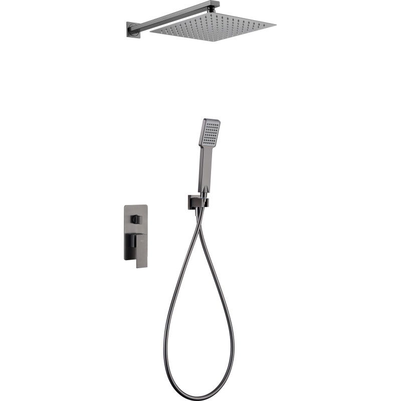 Imex Pisa GPP048/BGM conjunto de ducha monomando empotrado con mango y rociador negro metalizado