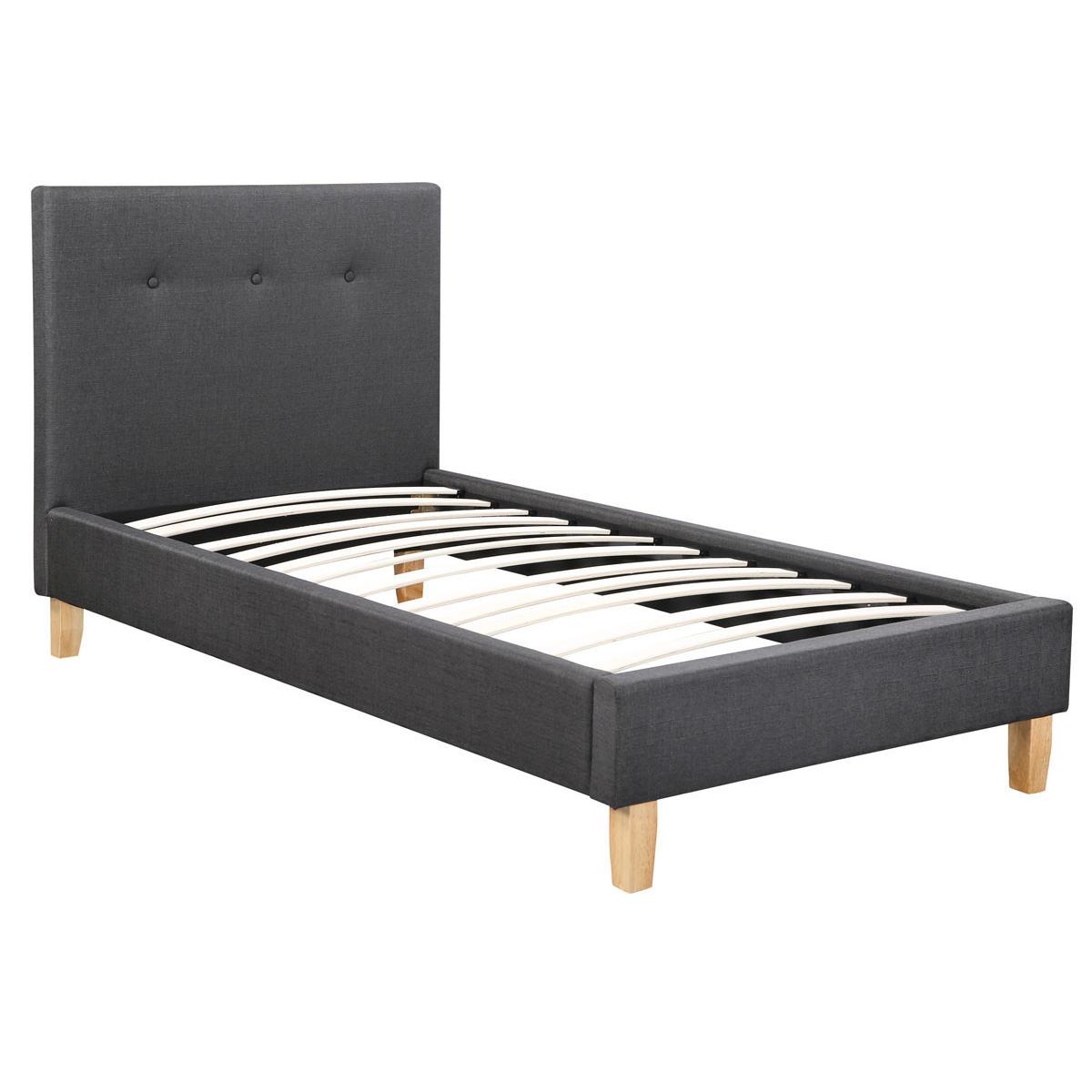 Habitat y Jardin - Cama "Elise" - 90 x 190 cm - Gris oscuro