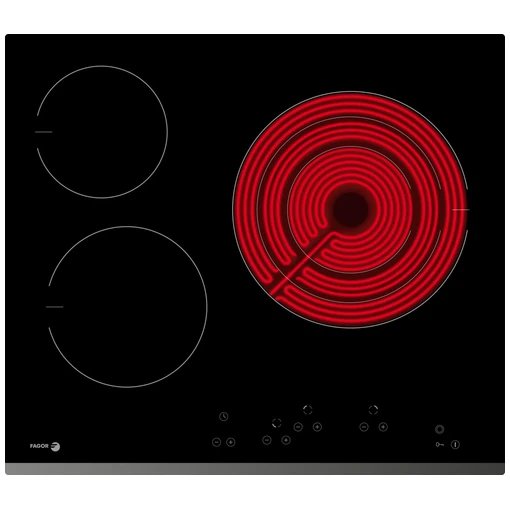 Placa Vitrocerámica 59cm FAGOR 3VFT-330AS  | 3 Zonas, Fuego 27cm, Negro, Triple Zona, 5700W