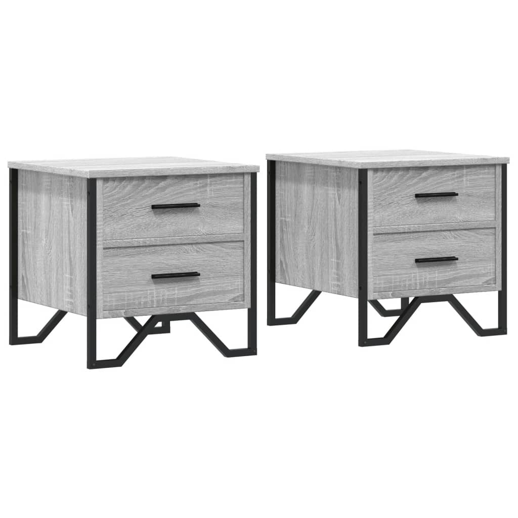 vidaXL Mesita de noche 2 uds madera ingeniería gris Sonoma 40x41x40 cm