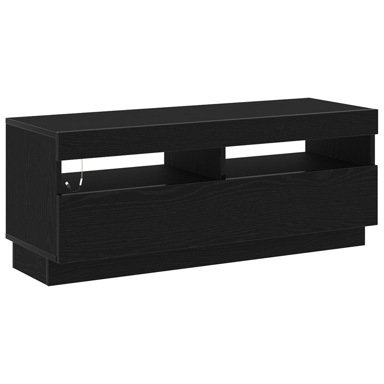 Mueble de TV vidaXL con luces LED Negro y Roble 100x35x40 cm de Madera