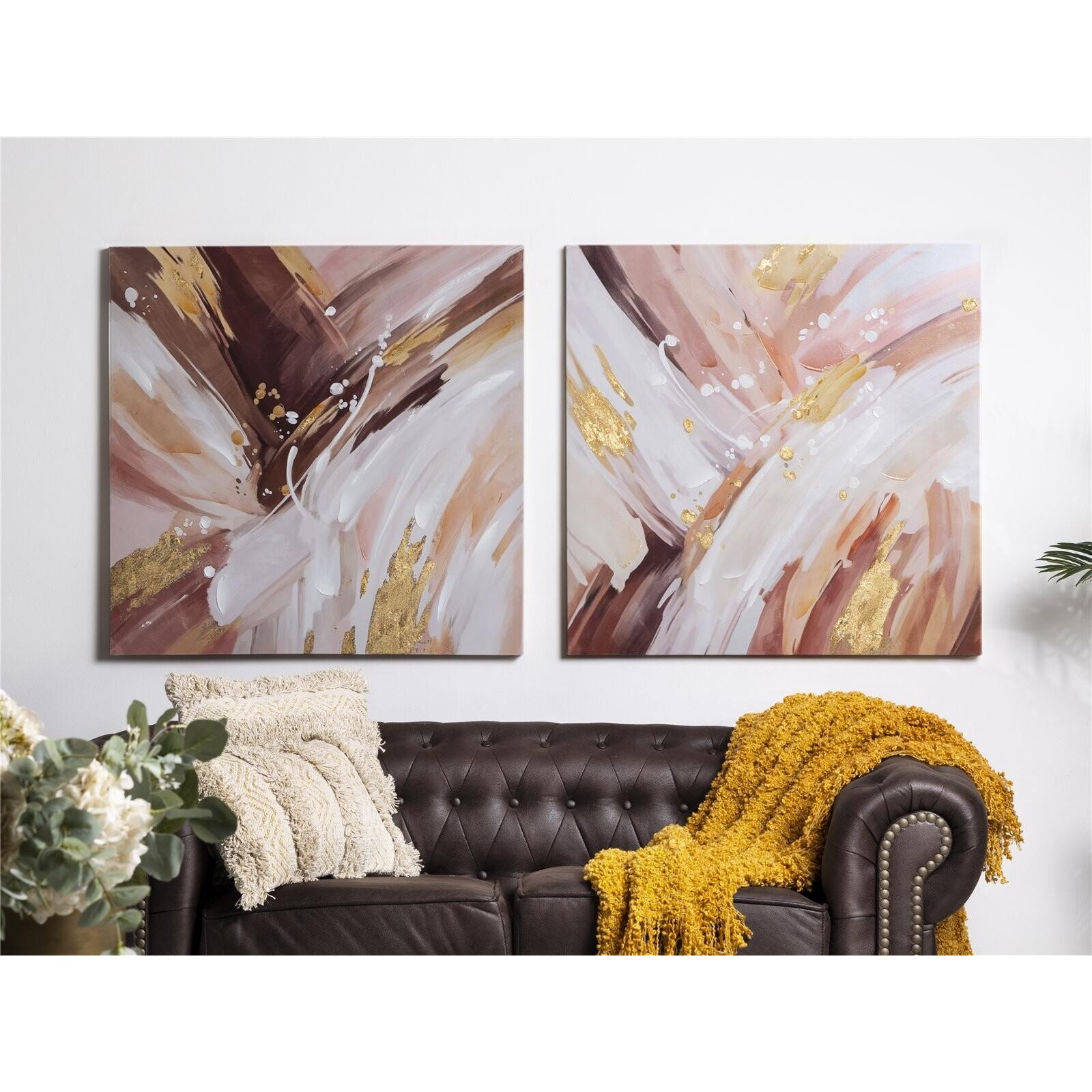 Lienzo impr. abstr. rosa 50% oleo c/oro 80x80 cms s/2. 80x80x5 cms. El mejor complemento para tu hogar.