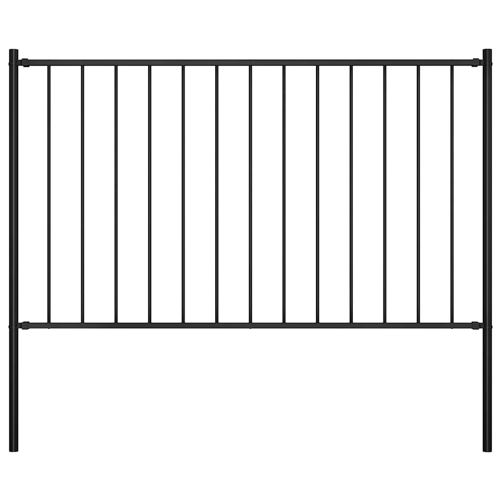 vidaXL Panel valla y postes acero recubrimiento polvo negro 1,7x1,25m