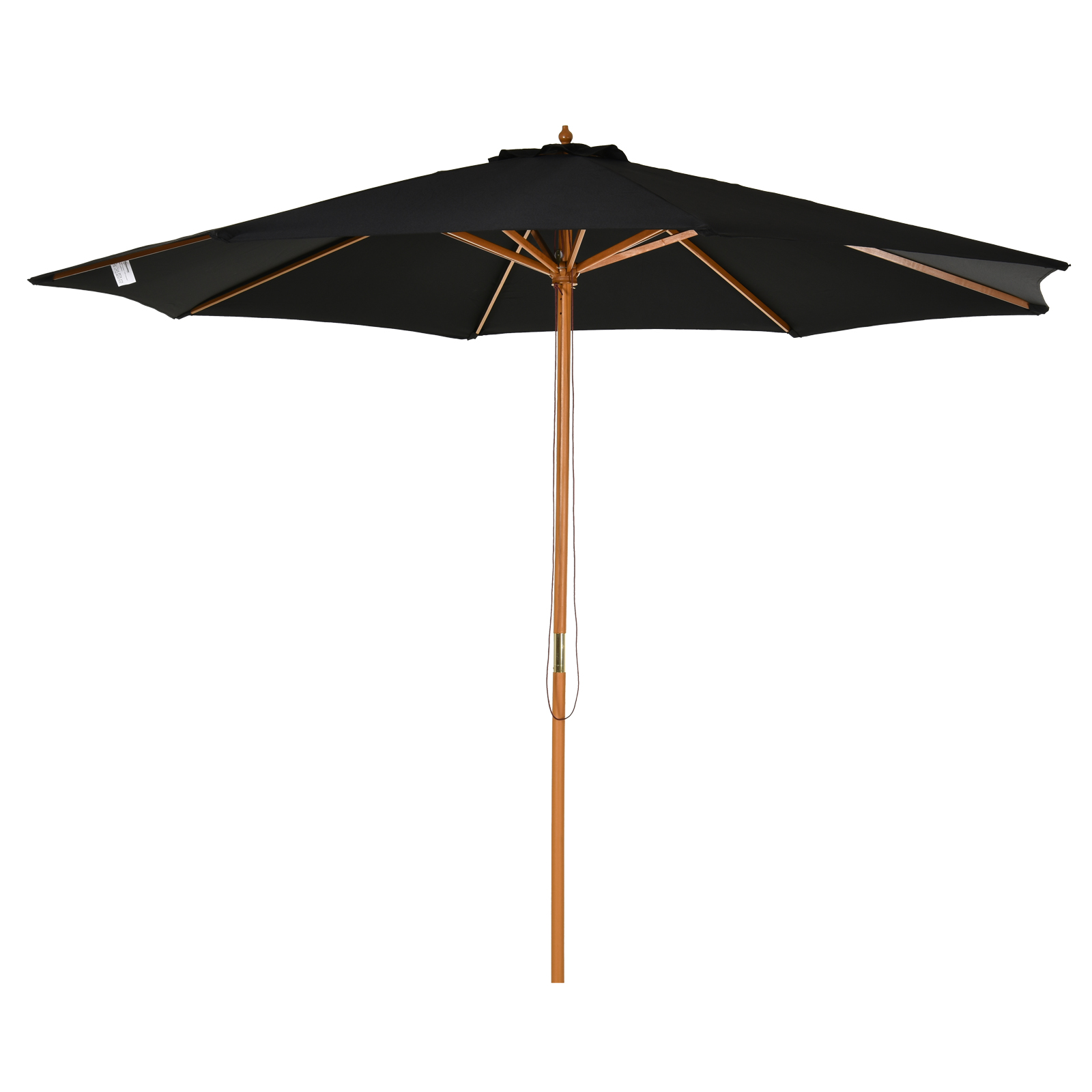 Outsunny Sombrilla Terraza Exterior Ø300 cm Sombrilla de Jardín con Sistema de Polea Techo Ventilado y Poste Desmontable de Madera Parasol para Patio Terraza Caqui