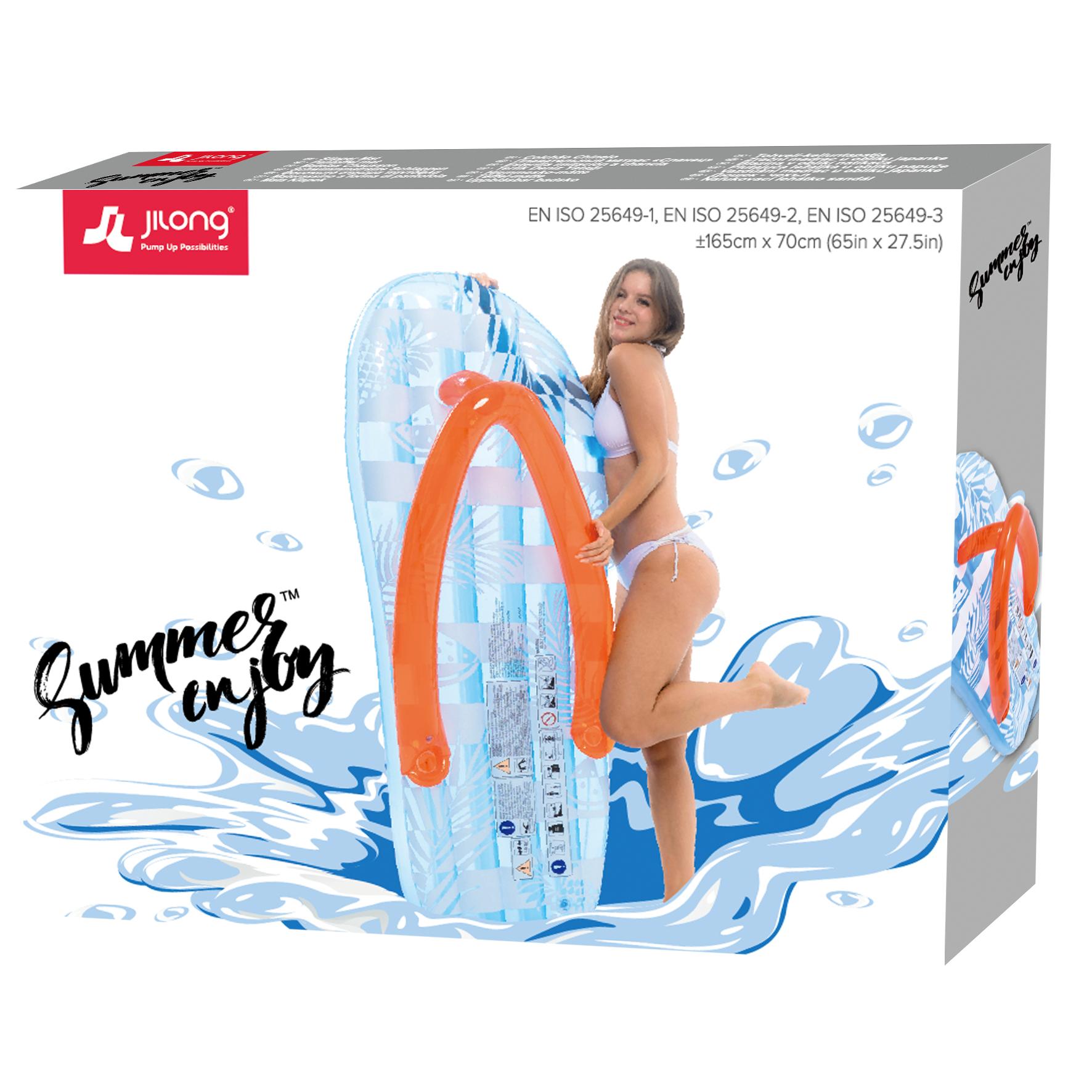 Colchoneta Hinchable Chancla Naranja y Azul (37433) |  166 x 67x 42 cm | Divertida para piscina y playa