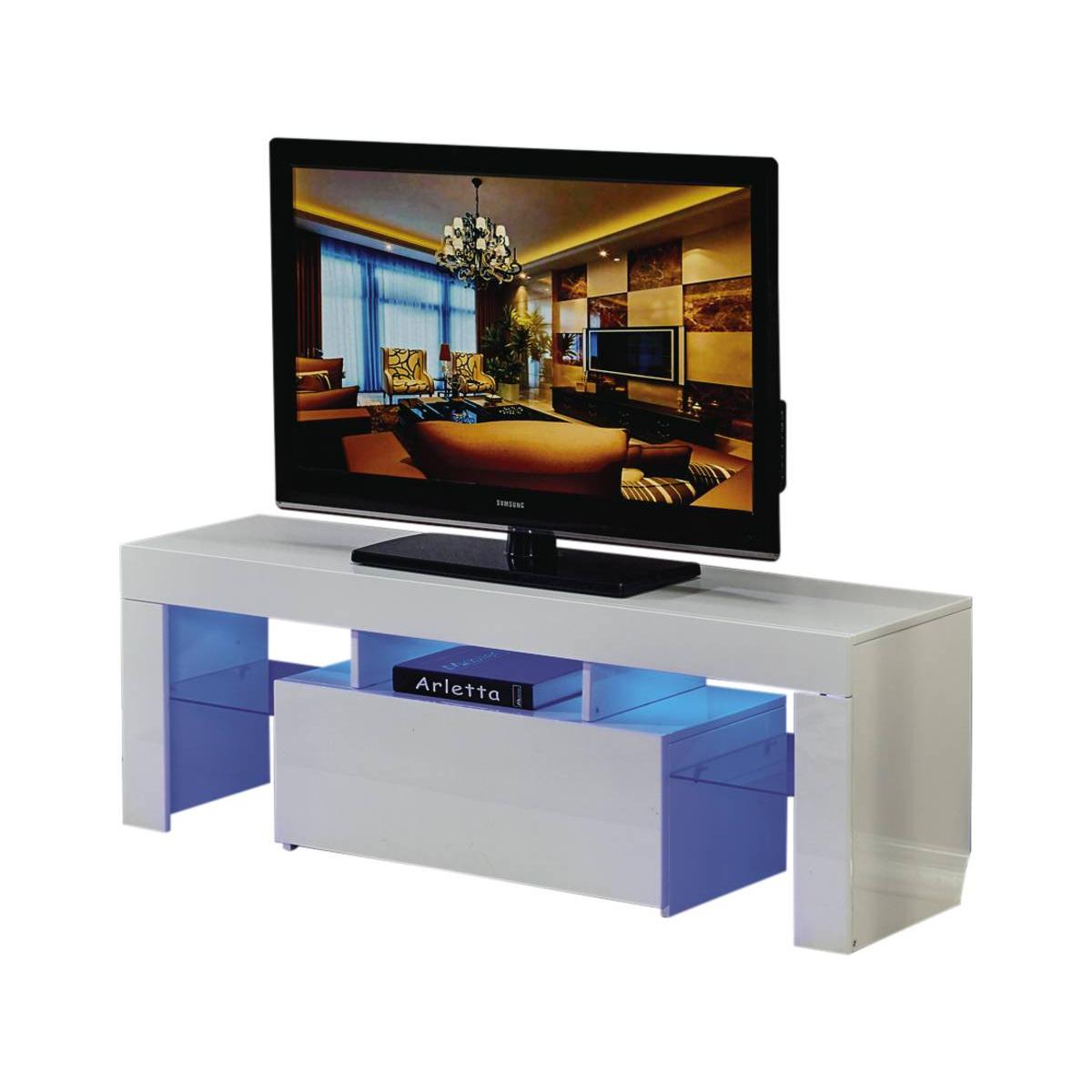 Habitat y Jardin - Mueble TV LED BORDA - 130 x 34 x 45 cm - Blanco