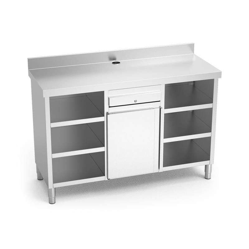 Mueble cafetero de cajón, puerta y 6 entrepaños 1570x600x1040 mm.