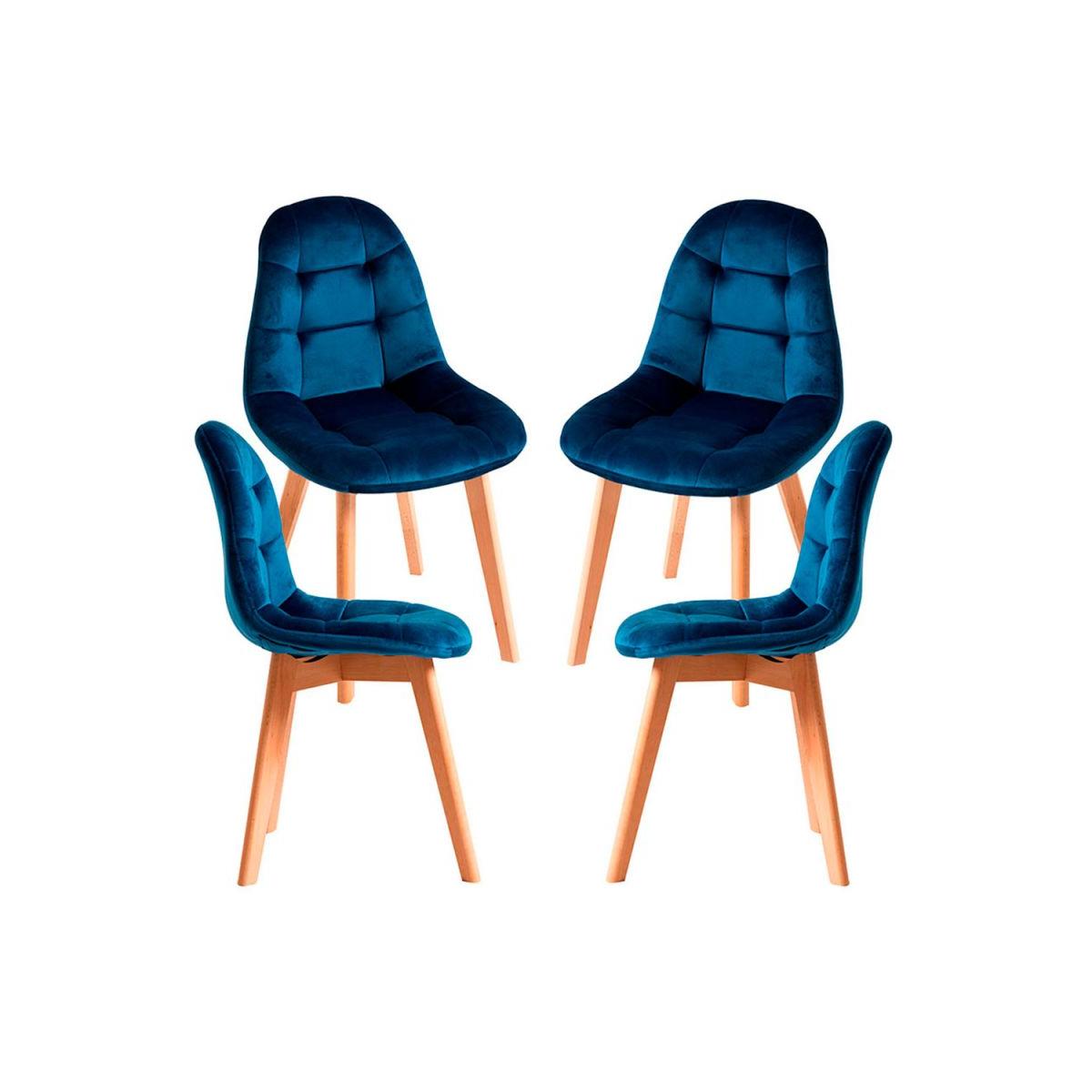 Regalos Miguel - Packs Sillas Comedor - Pack 4 Sillas Kelen Terciopelo - Azul