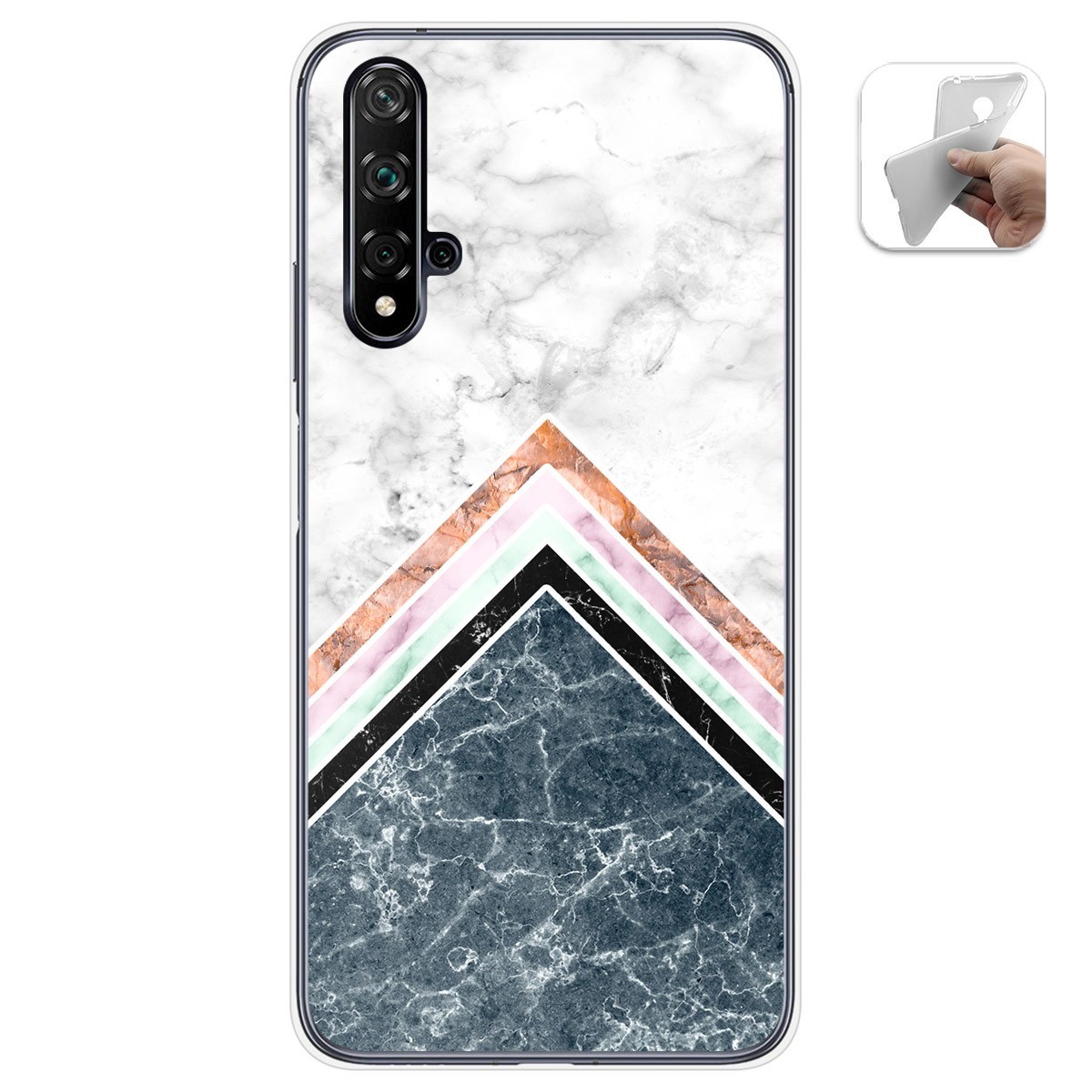 Tumundosmartphone Funda Gel Tpu para Huawei Nova 5T / Honor 20 diseño Mármol 05 Dibujos