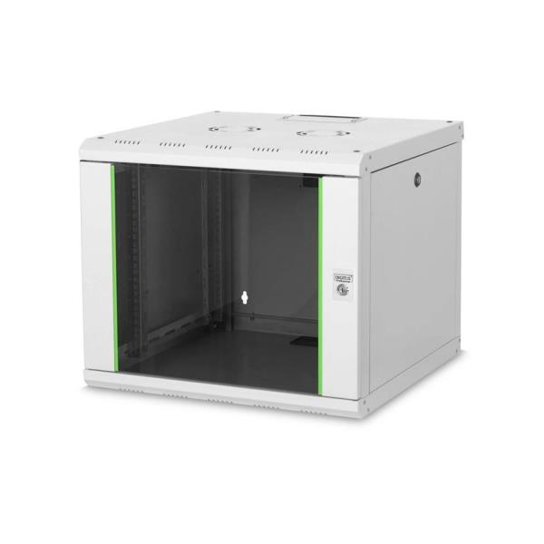 DIGITUS Armario de Red, Rack de 19 Pulgadas, 9U, Montaje en la Pared, Profundidad 600 mm, Capacidad de Carga 100 kg, Serie Unique, Gris