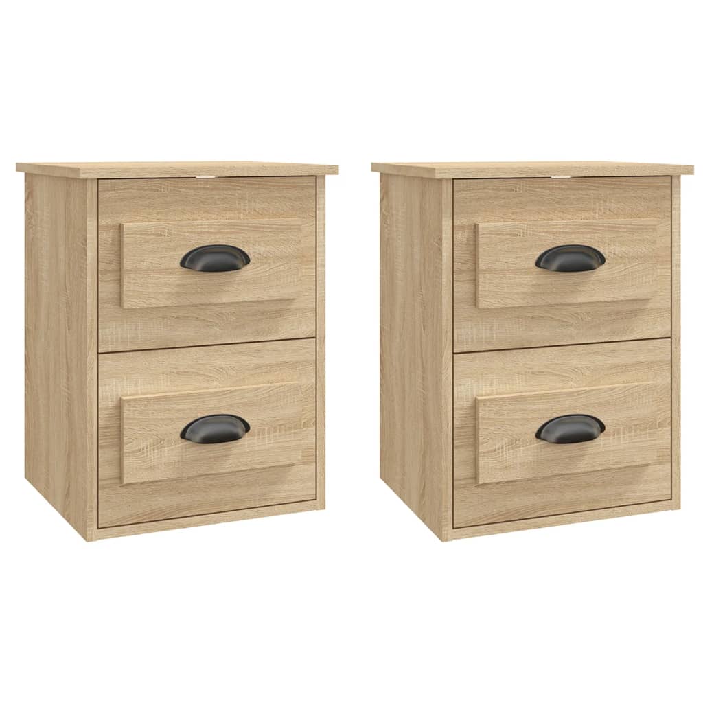 vidaXL Mesita de noche de pared 2 uds color roble Sonoma 41,5x36x53 cm