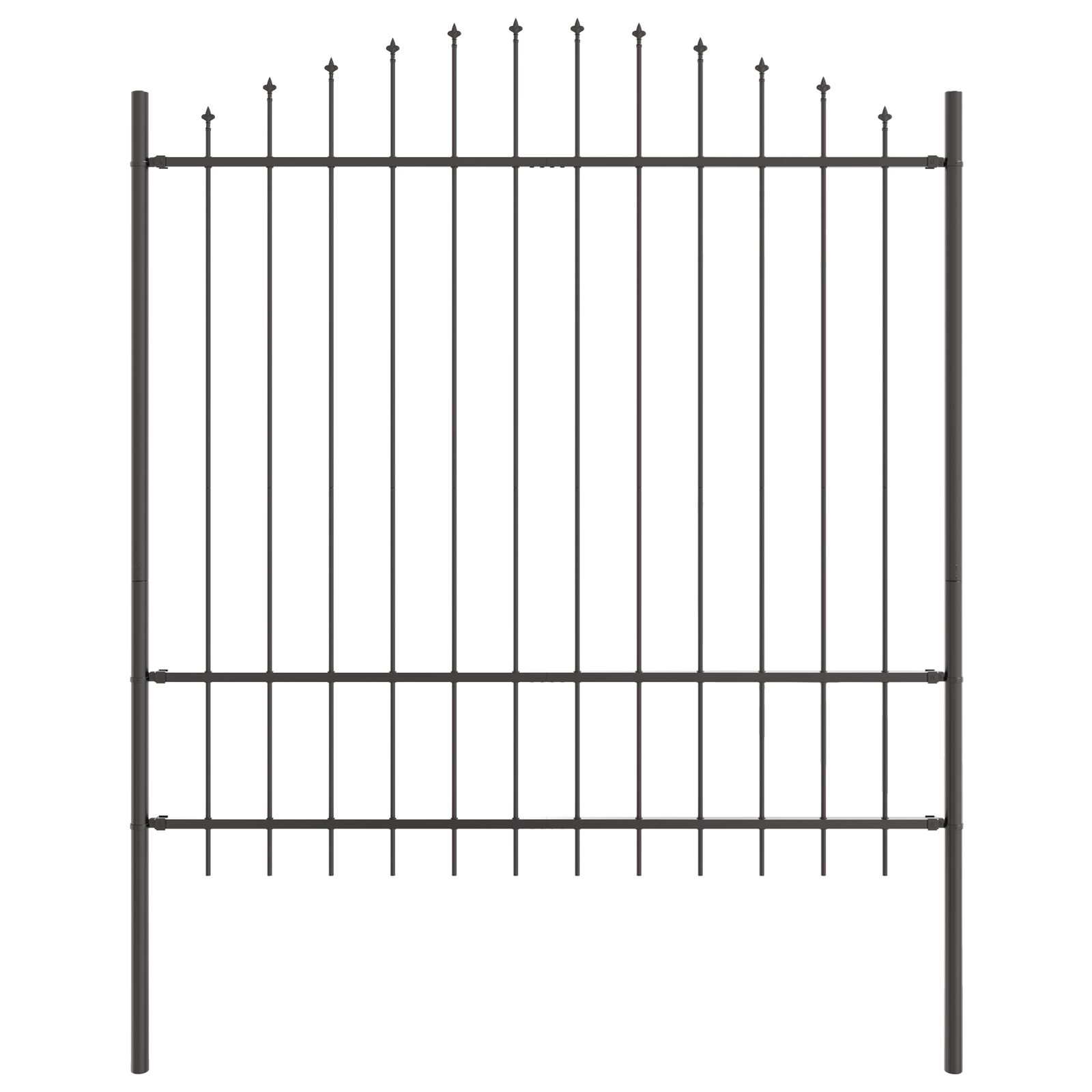 Valla de jardín vidaXL con parte superior de aro gris 3.4x1.75 m de acero