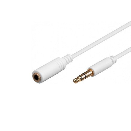 CABLEPELADO Cable Audio alargador Extensor | Jack Audio Estéreo 3,5 mm Macho a Hembra | Cable alargador de Audio estéreo | para Altavoces, Auriculares, Móvil, Tablet, MP3 | Blanco | 2 Metros
