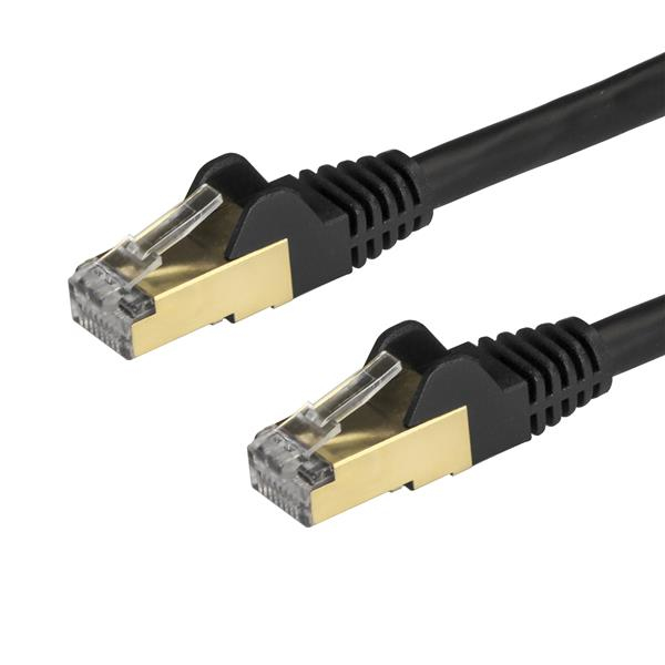 StarTech.com Cable de 1m de Red Ethernet RJ45 Cat6a Blindado STP - Cable sin Enganche Snagless - Neg