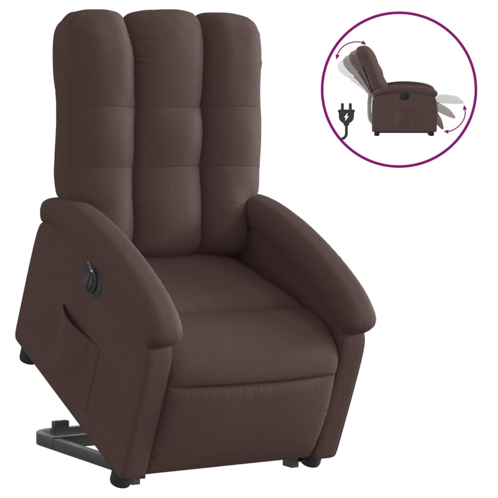 vidaXL Sillón eléctrico reclinable elevable de tela marrón oscuro