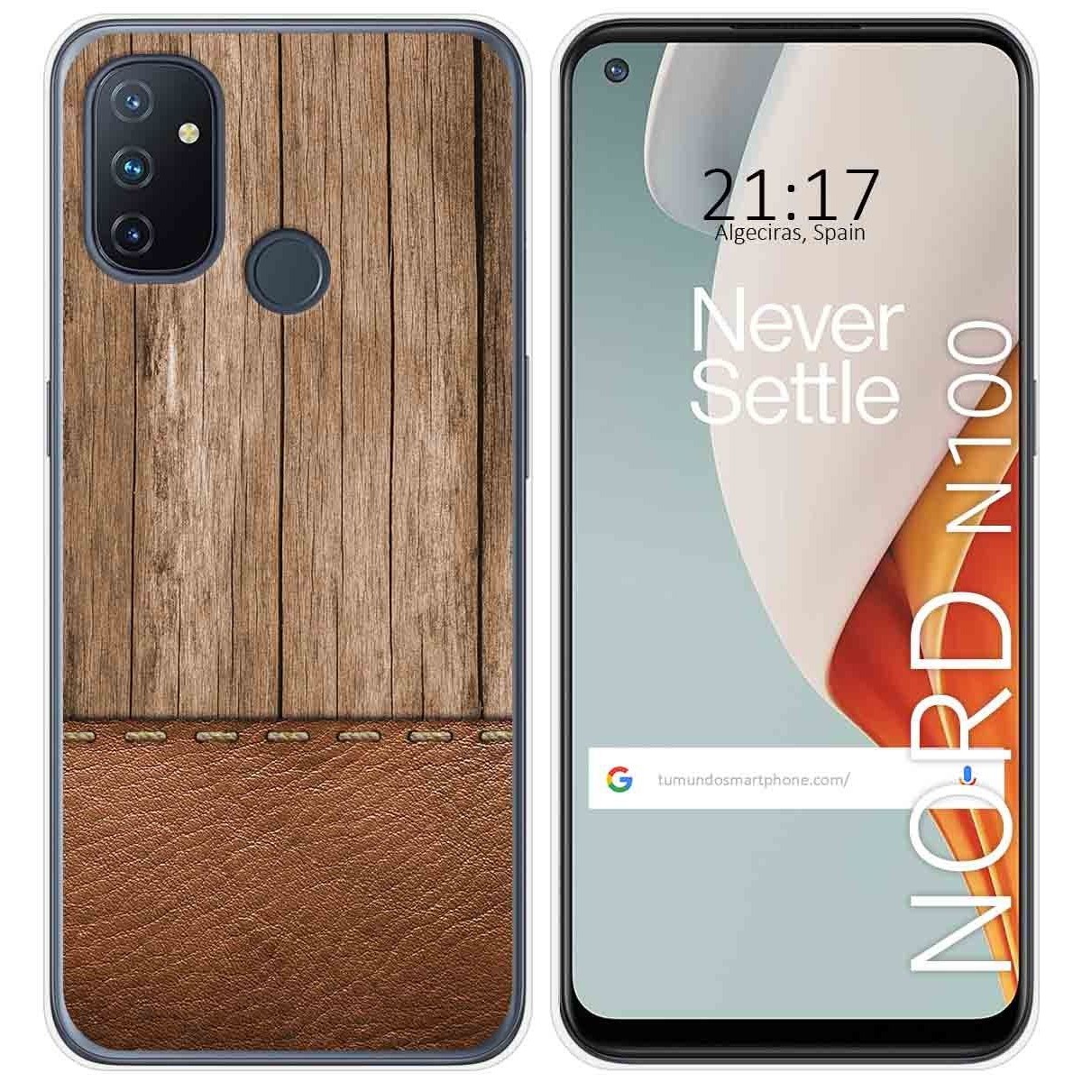 Tumundosmartphone Funda Gel Tpu para Oneplus Nord N100 diseño Madera 09 Dibujos