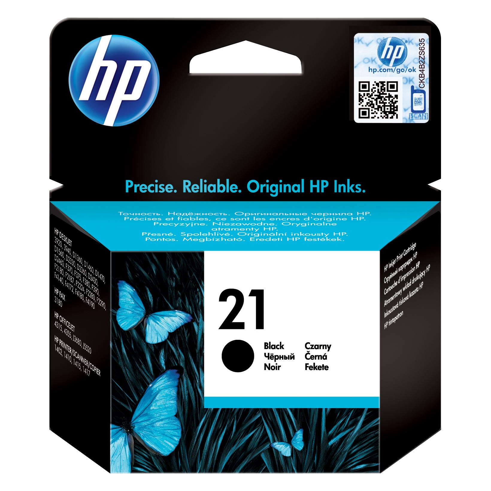 Cartucho de tinta original HP 21 negro